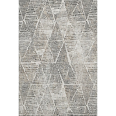9' X 12' Ivory And Charcoal Diamond Washable Area Rug With UV Protection