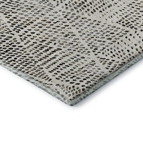 9' X 12' Ivory And Charcoal Diamond Washable Area Rug With UV Protection