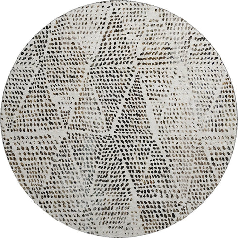 9' X 12' Ivory And Charcoal Diamond Washable Area Rug With UV Protection