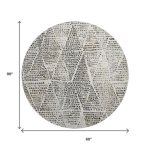 9' X 12' Ivory And Charcoal Diamond Washable Area Rug With UV Protection