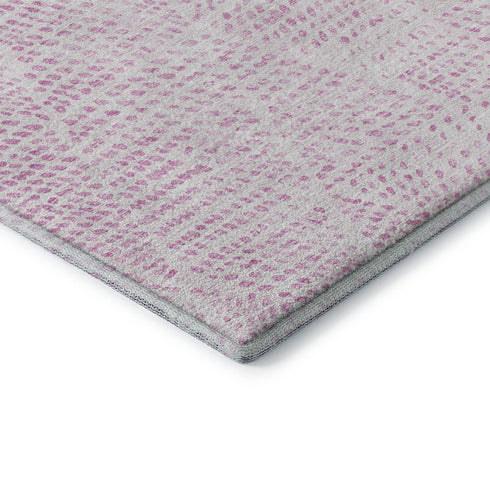 9' X 12' Pink And Ivory Diamond Washable Area Rug With UV Protection