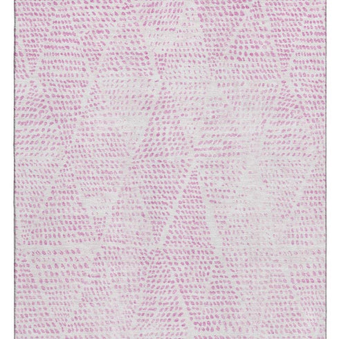 9' X 12' Pink And Ivory Diamond Washable Area Rug With UV Protection