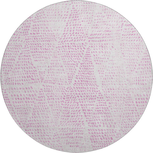 9' X 12' Pink And Ivory Diamond Washable Area Rug With UV Protection