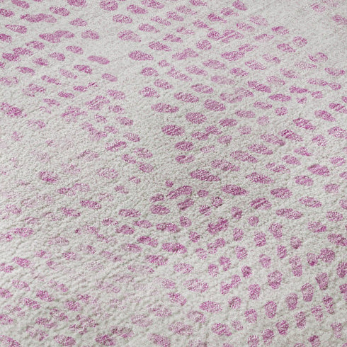 9' X 12' Pink And Ivory Diamond Washable Area Rug With UV Protection