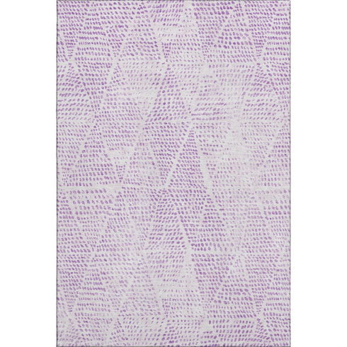 9' X 12' Purple And Ivory Diamond Washable Area Rug With UV Protection