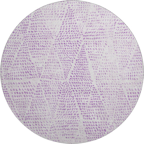 9' X 12' Purple And Ivory Diamond Washable Area Rug With UV Protection