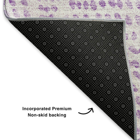 9' X 12' Purple And Ivory Diamond Washable Area Rug With UV Protection