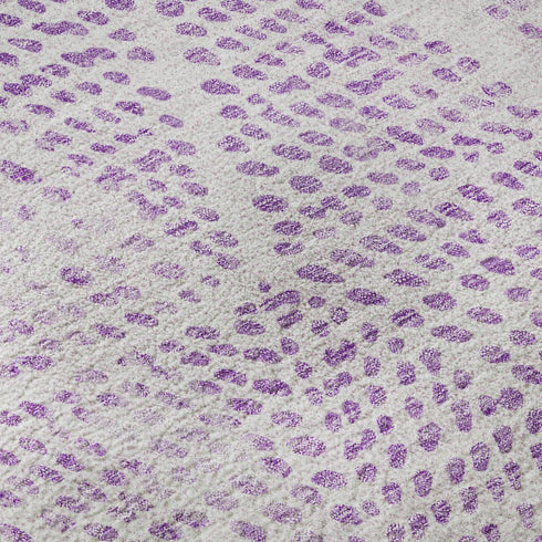 9' X 12' Purple And Ivory Diamond Washable Area Rug With UV Protection