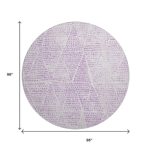 9' X 12' Purple And Ivory Diamond Washable Area Rug With UV Protection