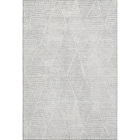 9' X 12' Silver And Ivory Diamond Washable Area Rug With UV Protection