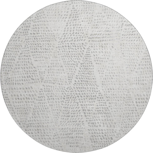 9' X 12' Silver And Ivory Diamond Washable Area Rug With UV Protection