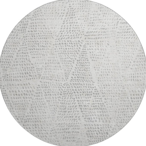 9' X 12' Silver And Ivory Diamond Washable Area Rug With UV Protection