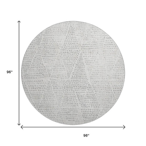 9' X 12' Silver And Ivory Diamond Washable Area Rug With UV Protection
