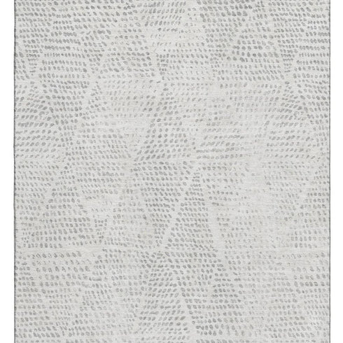 9' X 12' Silver And Ivory Diamond Washable Area Rug With UV Protection