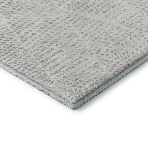 9' X 12' Silver And Ivory Diamond Washable Area Rug With UV Protection