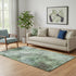 5' X 8' Green Brown And Ivory Abstract Washable Area Rug With UV Protection