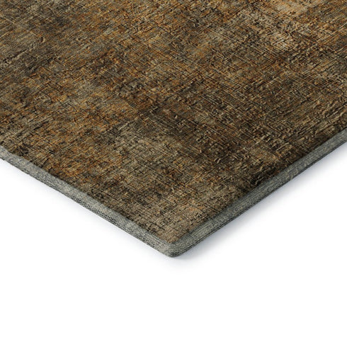 5' X 8' Brown And Beige Abstract Washable Area Rug With UV Protection