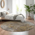 8' Gray And Copper Abstract Washable Round Rug With UV Protection