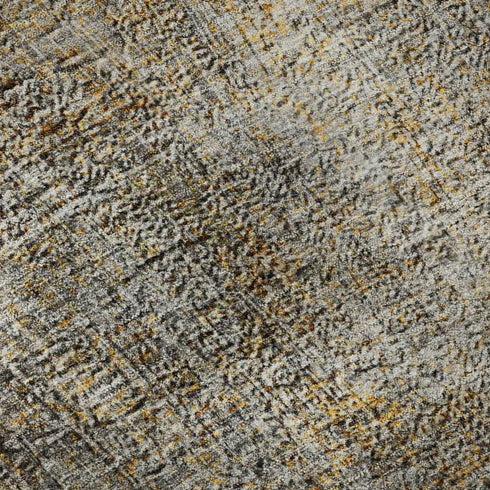 8' Gray And Copper Abstract Washable Round Rug With UV Protection