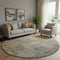 8' Gray And Copper Abstract Washable Round Rug With UV Protection