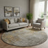 8' Gray And Copper Abstract Washable Round Rug With UV Protection