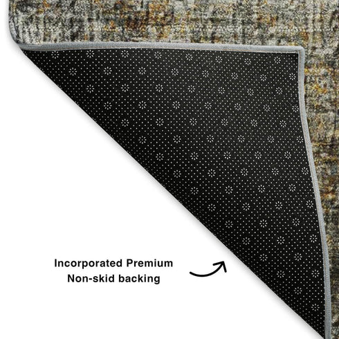 8' X 10' Gray And Copper Abstract Washable Area Rug With UV Protection