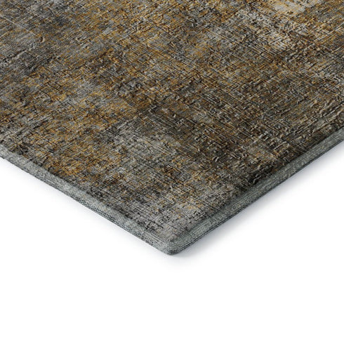 8' X 10' Gray And Copper Abstract Washable Area Rug With UV Protection