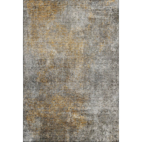9' X 12' Gray And Copper Abstract Washable Area Rug With UV Protection