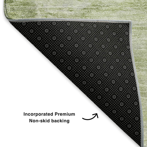 9' X 12' Artichoke Green And Ivory Abstract Washable Area Rug With UV Protection