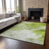 9' X 12' Artichoke Green And Ivory Abstract Washable Area Rug With UV Protection