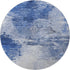 8' Blue And Ivory Abstract Washable Round Rug With UV Protection