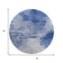 8' Blue And Ivory Abstract Washable Round Rug With UV Protection