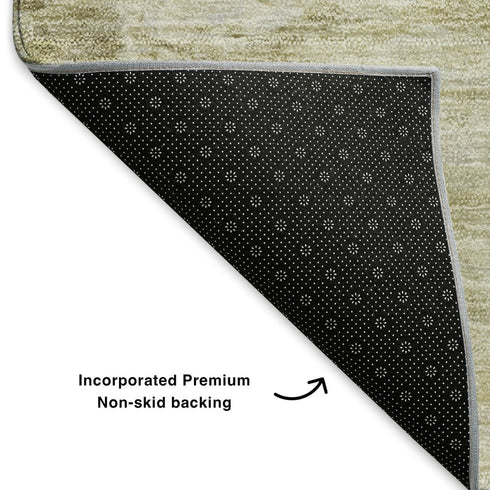 5' X 8' Gold And Ivory Abstract Washable Area Rug With UV Protection
