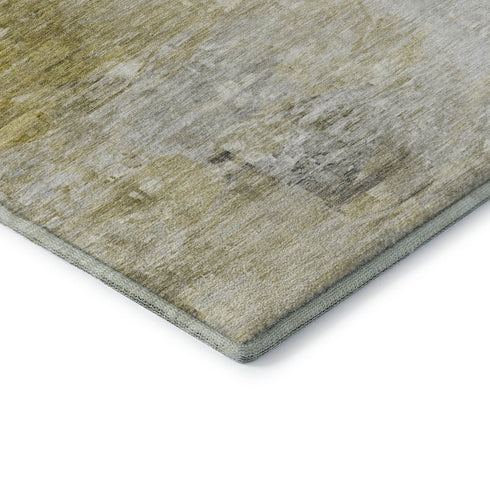 5' X 8' Gold And Ivory Abstract Washable Area Rug With UV Protection