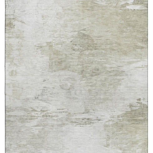8' X 10' Ivory And Gray Abstract Washable Area Rug With UV Protection