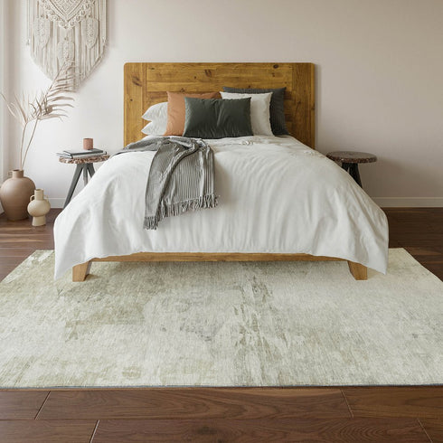 8' X 10' Ivory And Gray Abstract Washable Area Rug With UV Protection