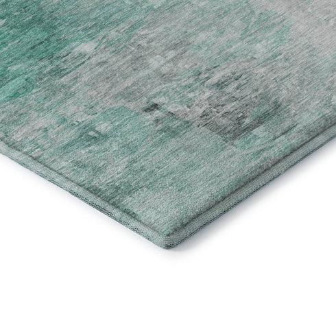 8' X 10' Teal And Ivory Abstract Washable Area Rug With UV Protection