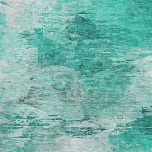 8' X 10' Teal And Ivory Abstract Washable Area Rug With UV Protection