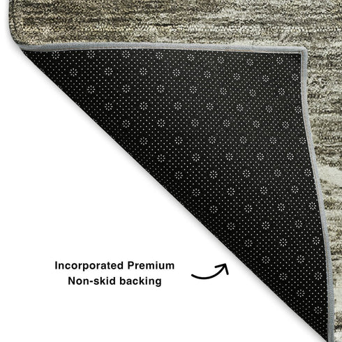 8' X 10' Taupe And Ivory Abstract Washable Area Rug With UV Protection