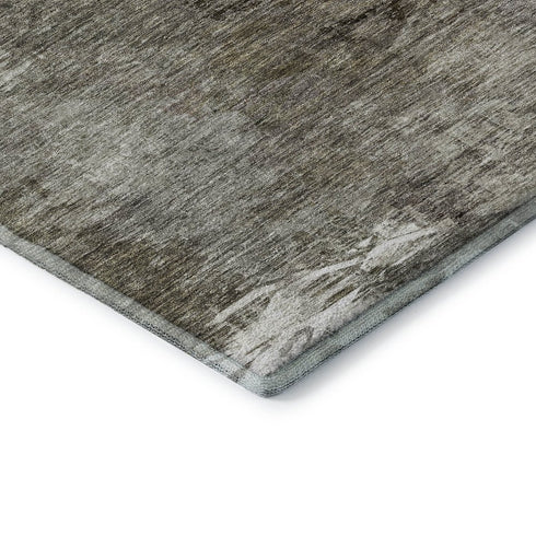 9' X 12' Taupe And Ivory Abstract Washable Area Rug With UV Protection