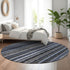 8' Blue And Gray Striped Washable Round Rug With UV Protection