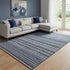 8' X 10' Blue And Gray Striped Washable Area Rug With UV Protection