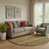 8' Coral Green And Blue Striped Washable Round Rug With UV Protection
