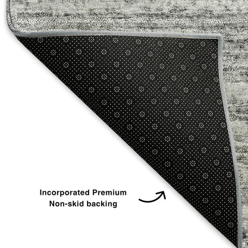 5' X 8' Gray And Silver Striped Washable Area Rug With UV Protection