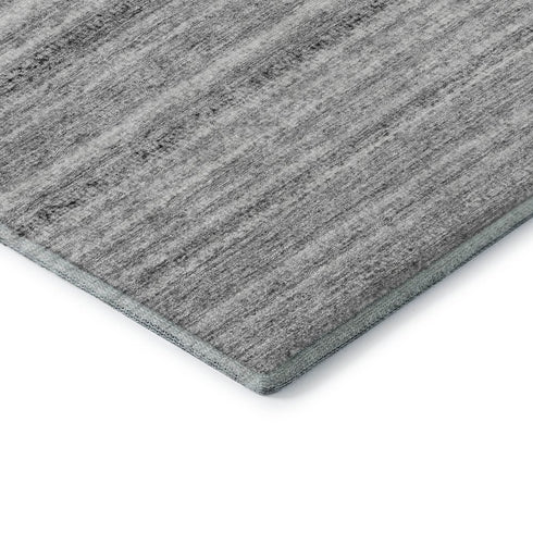 5' X 8' Gray And Silver Striped Washable Area Rug With UV Protection