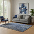 5' X 8' Blue Gray And Ivory Abstract Washable Area Rug With UV Protection