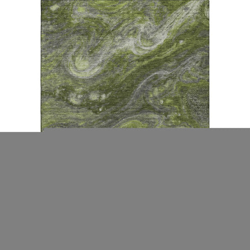 8' X 10' Green Gray And Ivory Abstract Washable Area Rug With UV Protection