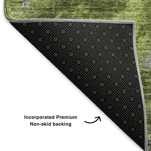 8' X 10' Green Gray And Ivory Abstract Washable Area Rug With UV Protection