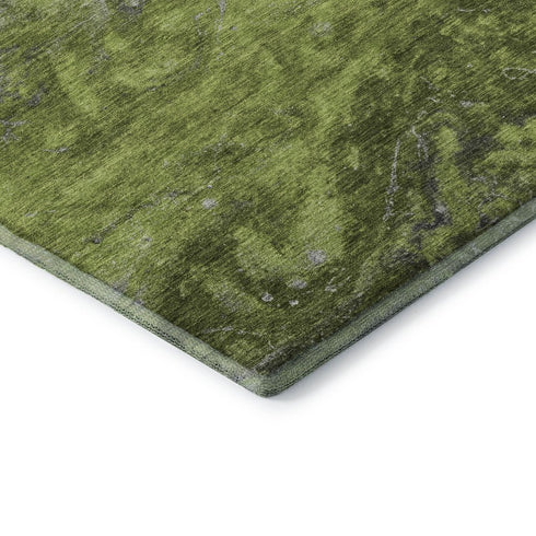 8' X 10' Green Gray And Ivory Abstract Washable Area Rug With UV Protection