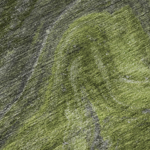 8' X 10' Green Gray And Ivory Abstract Washable Area Rug With UV Protection